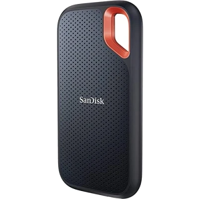 Abbildung von SanDisk Extreme Portable SSD 1 TB (tragbare NVMe SSD, USB C, bis zu 1.050 MB/s Lesegeschwindigkeit und 1.000 Schreibgeschwindigkeit, wasser staubbeständig) Schwarz