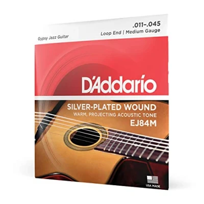 Abbildung von D&#039;Addario Gitarrensaiten Westerngitarre Akustikgitarre Acoustic Guitar Strings EJ84M Gypsy Jazz Nylonsaiten Medium 011&#039; 045&#039; Loopend