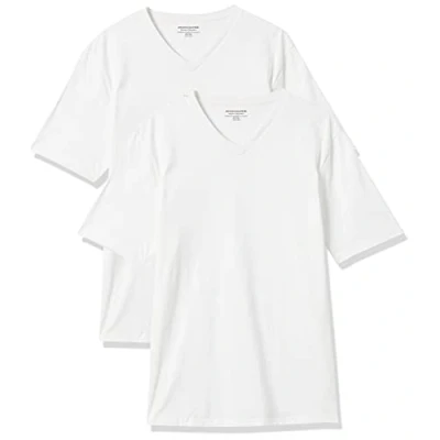 Abbildung von Amazon Essentials Herren Kurzärmelige T Shirts mit V Ausschnitt, 2er Pack, Weiß, M