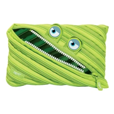 Abbildung von ZIPIT Wildlings Federmäppchen für Jungen Extra Großes Mäppchen die Schule Monster Etui Kinder Federmappe Grün