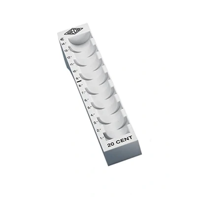 Abbildung von Wedo 160702037 Münzrille (0,20 Euro, 20 Cent, Kunststoff für 70 Münzen mit Markierungen 18 x 4,5 3,4 cm) lichtgrau