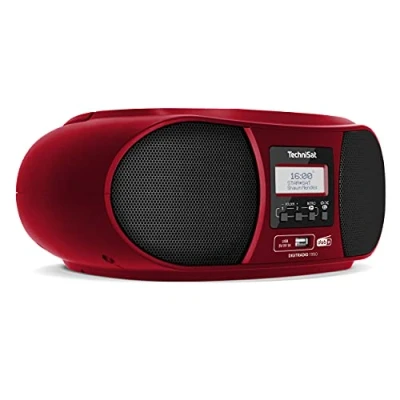 Abbildung von TechniSat DIGITRADIO 1990 Stereo Boombox mit DAB+/UKW Radio und CD Player (Bluetooth Audiostreaming, Kopfhöreranschluss, USB, AUX in, Ladefunktion, Uhr, 2 x 1,5 Watt Ausgangsleistung) rot