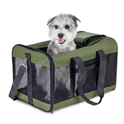 Abbildung von HITSLAM hundebox Faltbar Hundetransportbox Katzentransportbox Katzenbox Transportbox katzentasche für Hund, Katzen, Airline Zugelassen, Reisefreundliche Transporttasche (L)