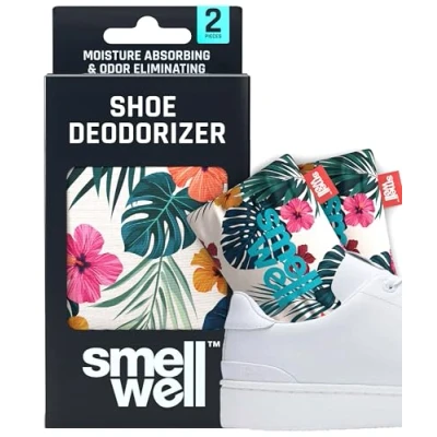 Abbildung von SmellWell Active Geruchsentferner Schuhdeo Bambusaktivkohle Geruchsabsorber Feuchtigkeitsabsorber für Schuhe,Taschen und gegen Schweißfüße lästige Gerüche Hawaii Floral, 1 Paar, 2 x 50g