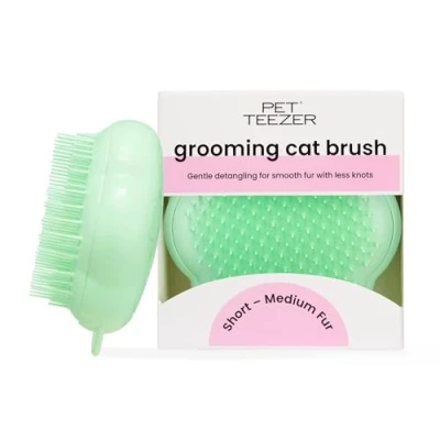 Abbildung von Pet Teezer Türkisfarbene Katzenbürste, Entfilzt &amp; Pflegt Sanft, Ideal für die Fellpflege