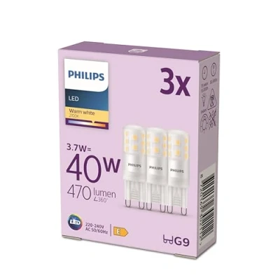 Abbildung von Philips LED Standard Brenner, Ersatz für 40W Halogen, G9 Sockel, warmweißes Licht 2700K, 3er Pack, neue Generation