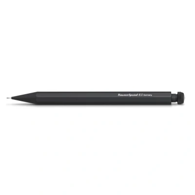Abbildung von Kaweco SPECIAL Druckbleistift 0.5 I Minenbleistift aus hochwertigem Aluminium in oktogonalem Acht Kant Format Druckminenbleistift 14 cm Druck Bleistift nachf?llbar Schwarz mit Radiergummi