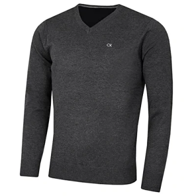 Abbildung von Calvin Klein Herren V Ausschnitt Soft Cotton Pullover Charcoal Marl M