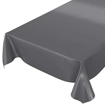 Abbildung von Wachstuchtischdecke Wachstuch abwaschbare Tischdecke Uni Glanz Einfarbig Anthrazit Schnittkante 200 x 140cm