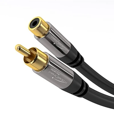 Abbildung von KabelDirekt Cinch Verlängerungskabel 1 m besonders bruchfestes Hybid Kabel für brillante Tonqualität (Subwoofer/Audio Kabel, RCA Stecker zu Buchse, ideal Verstärker/HiFi, analog &amp; digital)