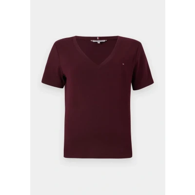 Abbildung von Tommy Hilfiger SLIM CODY V NECK Tshirt basic, Damen, Größe: XXS, Deep burgundy