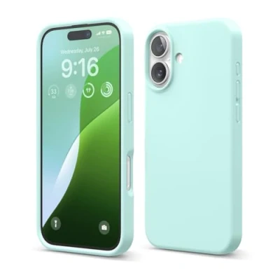 Abbildung von elago Premium Liquid Silikon Hülle Kompatibel mit iPhone 16 Hülle, Ganzkörper Handyhülle, Stoßfest, Schlanke Kratzfester weicher Mikrofaser Innenfutter, 6.1 Zoll (Aqua Blau)