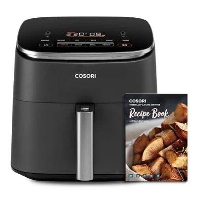 Abbildung von COSORI Heißluftfritteuse XXL, 6L Airfryer, Heissluftfritteuse mit 5 Geschwindigkeitsstufen&amp;9 Funktionen, 30 230, 87 Online &amp;30 Papierrezepte, 96 Cooking Charts, Energiesparung, Kompakt