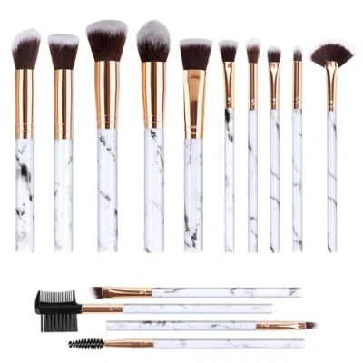 Abbildung von Marmor Make up Pinsel Set, Pinselset mit Lidschatten concealer blush pinsel, 14 Stück