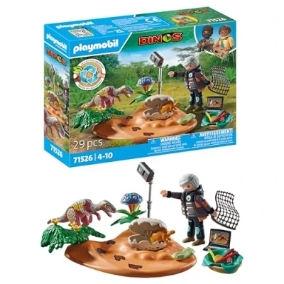 Abbildung von PLAYMOBIL Dinos Stegosaurus Nest mit Eierdieb nachhaltiges Spielzeug für Kinder ab 4 Jahren 71526