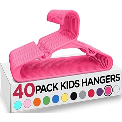 Abbildung von Utopia Home Kinderkleiderbügel aus Kunststoff Babykleiderbügel für Kinderzimmer und Kleiderschrank Haltbare schlanke Platzsparende Kleiderbügel Kleinkinder(40er Pack, Rosa)