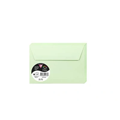 Abbildung von Clairefontaine 5476C Packung mit 20 Umschläge Pollen, Format C6, 114 x 162mm, 120g, ideal für Einladungen und Korrespondenz, Grün, 1 Pack