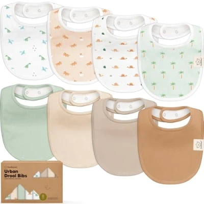 Abbildung von Baby Lätzchen für Jungen &amp; Mädchen 8er Pack Bio Baumwolle zum Zahnen Junge groß Säugling, Kleinkind (Roarsome)