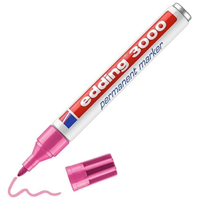 Abbildung von edding 3000 Permanentmarker pink 1 Stift Rund Spitze 1,5 3 mm schnell trocknender Permanent Marker wasserfest, wischfest für Karton, Kunststoff, Holz, Metall Universalmarker