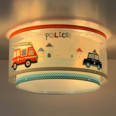 Abbildung von Dalber Deckenlampe kinderzimmer, Deckenleuchte für Kinder Polizei Autos Police, 60616N, E27