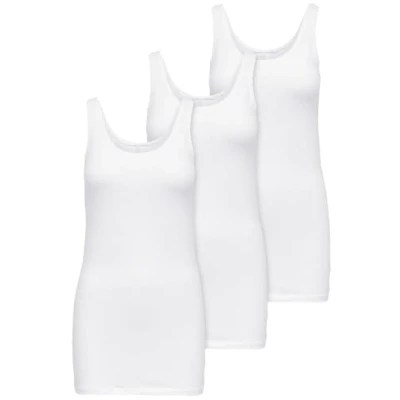 Abbildung von ONLY 3er Pack Damen Basic Tops Tank Top Weiß lang 15201465 (S, (White))
