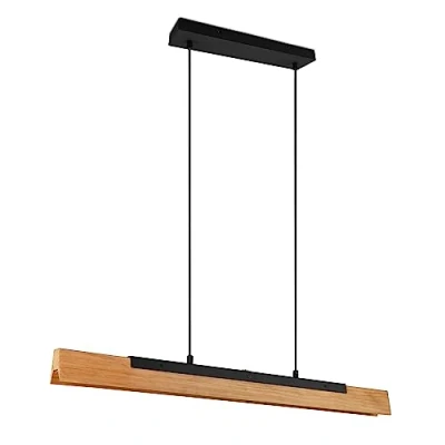 Abbildung von Trio Leuchten LED Pendelleuchte Kerala 341610132, Metall Schwarz matt, Holz naturbelassen, inkl. 25 Watt LED, Switch Dimmer