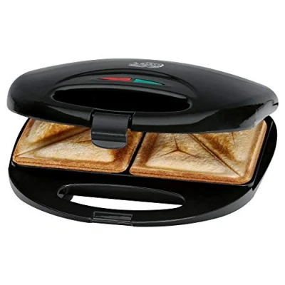 Abbildung von Clatronic® Sandwichmaker mit dreieckigen Sandwichplatten Sandwichtoaster automatischem Temperaturregler &amp; Antihaftbeschichtung Sandwich Maker Verriegelungssystem ST 3477 schwarz