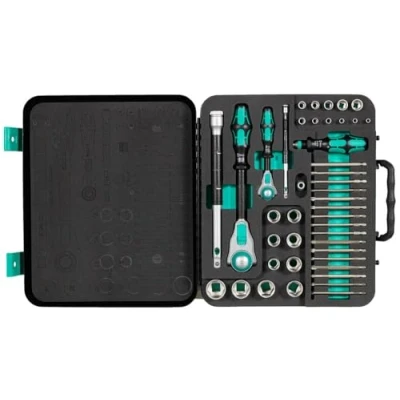Abbildung von Wera 05160785001 Zyklop Speed Knarrensatz 8100 SA/SC 2, 1/4“ und 1/2“ Antrieb, metrisch, 43 teilig