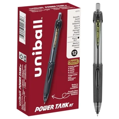Abbildung von PowerTank RT schwarze Stifte, 1,0 mm dicke 12 Stück, ähnlich wie Gelstifte, Kugelschreiber, einziehbar, Bulk Tintenstifte, Bürobedarf, Buntstifte, feine Spitze, glattes
