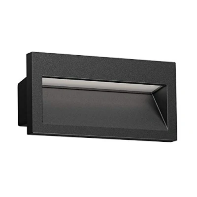 Abbildung von ledscom.de LED Wandeinbauleuchte NOLA, Downlight für außen, IP54, schwarz matt, 140 x 70mm, warmweiß, Balkon, Einfahrt, Carport, Treppenleuchte, Treppenlampe, Außen Wandleuchte, DOWNUNDER