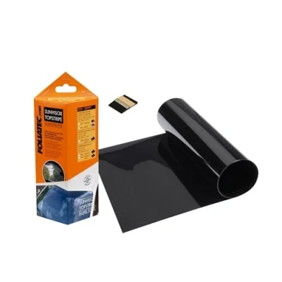 Abbildung von FOLIATEC TOPSTRIPE Blendstreifen Tönungsfolie Sonnenschutzfolie Windschutzscheibe Folie mit effektivem Sonnenschutz durch Tönung, schwarz, 15 x 152 cm