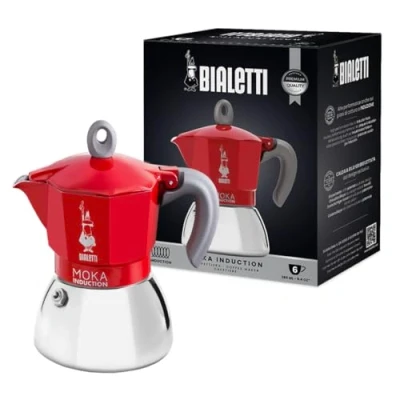 Abbildung von Bialetti Moka Induction, Kanne, Geeignet für Alle Herdarten, 6 Tassen Espresso (280ml), Rot