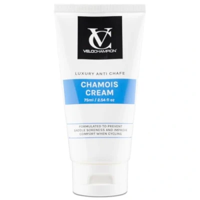 Abbildung von VeloChampion Luxus Chamois Sitzcreme zum Radfahren &amp; Laufen Vegane Anti Chafing Creme für Männer und Frauen. Reduziert Reibung im Sattel, an den Oberschenkeln Füßen (75ml)