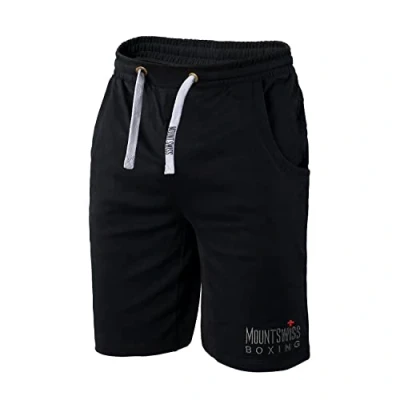Abbildung von Mount Swiss Herren Shorts 8XL Schwarz 100% Baumwolle große Größen Kurze Freizeithose Sporthose elastischer Bund Taschen atmungsaktiv bequem Sommerhose Übergröße