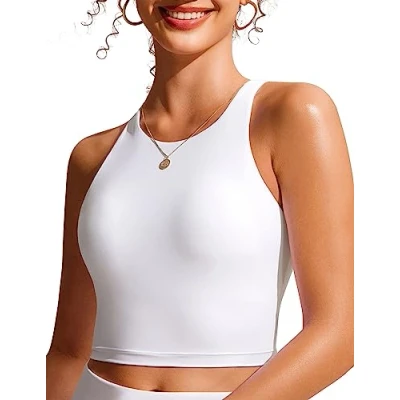 Abbildung von CRZ YOGA Damen Racerback Swim Top Bikini Oberteil Schnell Trocknend Padded Swimsuit Weiss 38