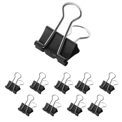 Abbildung von Westcott Foldback Klammern 19mm Schwarz 12 Stück 12er Pack Metall für Dokumente stabile und wiederverwendbare Papierklammern Klemmen Büro Haushalt E 10701 00