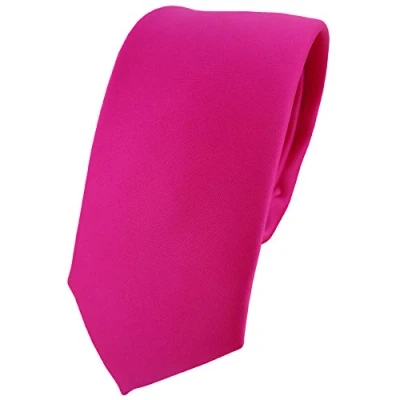 Abbildung von TigerTie Herren Krawatte 6 cm schmale Satin Tie in pink rosa einfarbig uni Business, festliche Veranstaltungen und Freizeit