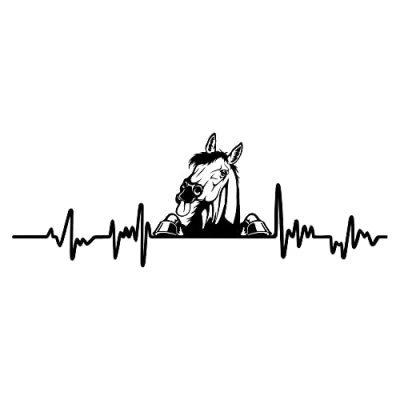 Abbildung von Aufkleber Herzschlag Tiere Breite 27cm Lifeline Heartbeat Deko Sticker Selbstklebend für Auto Kühlschrank Laptop Autoaufkleber K150 (Schwarz Glanz, 22 Pferd)