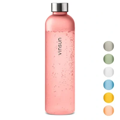Abbildung von Vinsun Trinkflasche 1l pink wiederverwendbar, Kohlensäure geeignet, BPA frei, Tritan nachhaltige Getränke Flasche für Sport, Outdoor, Schule, Uni, Fahrrad, Büro, Gym