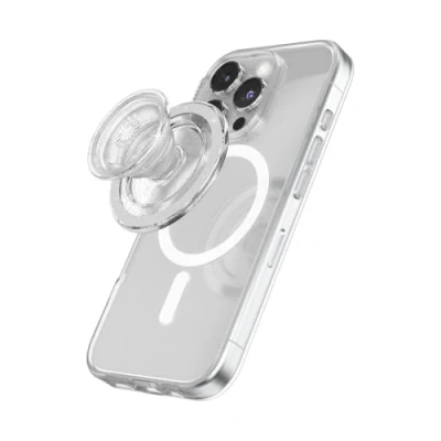 Abbildung von PopSockets: PopGrip Round für MagSafe Inklusive Adapterring Ausziehbarer Sockel und Griff mit einem Austauschbarem Top Smartphones Hüllen Clear Glitter