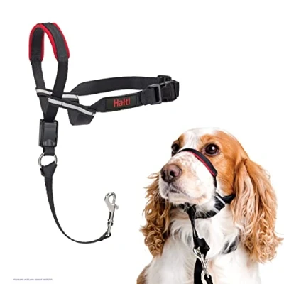 Abbildung von HALTI Optifit Kopfgeschirr, Größe Mittel Verhindert, dass Ihr Hund an der Leine zieht, Einfache Anpassung, Leicht, mit gepolstertem Nasenriemen, Anti Zug Halsband für mittelgroße Hunde