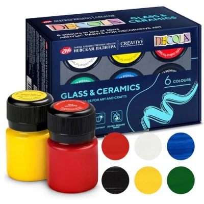 Abbildung von Decola Porzellan Farben Set 6x20ml Permanente Farbe für Glas und Keramik Hergestellt von Nevskaya Palitra
