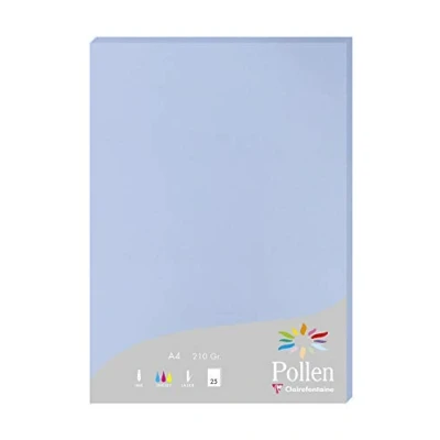 Abbildung von Clairefontaine 244238C Packung mit 25 Karten Pollen 210g, DIN A4, 21 x 29,7cm, Lavendelblau