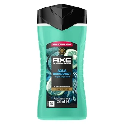 Abbildung von AXE Duschgel Kollektion Prestige Aqua Bergamot 12 Stunden Frische Duft Bergamotte, Salbei und Wacholder feuchtigkeitsspendende Wirkstoffe 100% pflanzlichen Ursprungs x 225 ml