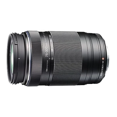 Abbildung von OM SYSTEM M.Zuiko Digital 75 300mm 1:4.8 6.7 Objektiv II, geeignet für alle MFT Kameras (Olympus, D und Pen Modelle, Panasonic G Serie), schwarz