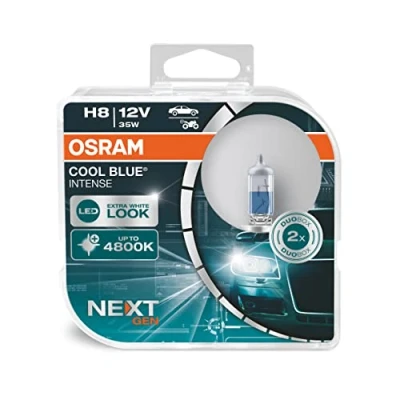 Abbildung von Osram COOL BLUE® INTENSE H8, up to 4,800K, halogen headlight lamp, LED look, Hanging folding box (2 lamps)