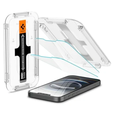 Abbildung von Spigen Ez Fit Gehärtetes Glas Clear Displayschutzfolie mit Montageframe Apple iPhone 13/13 Pro/14 2 Pack