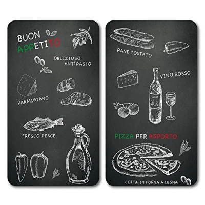 Abbildung von Kesper Multi Glasschneideplatte 2er Pack, Material: Glas, Maße: 52 x 30 0.5 cm, Motiv: Ristorante, Farbe: Schwarz 36538 13