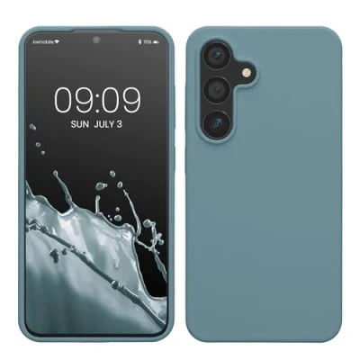 Abbildung von kwmobile Hülle kompatibel mit Samsung Galaxy S24 Silikon Handy Case Handyhülle für weiche Oberfläche kabelloses Laden Antique Stone