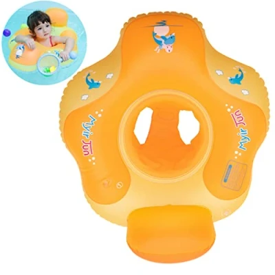 Abbildung von Myir Schwimmring Baby mit Rückenlehne, Aufblasbare Schwimmsitz Schwimmhilfe Swimtrainer Schwimmtrainer Kinder Kleinkind Schwimmreifen Float